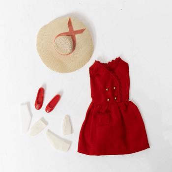 Barbie dolls, 4 pcs, along with clothes and accessories, Mattel, 1960s.