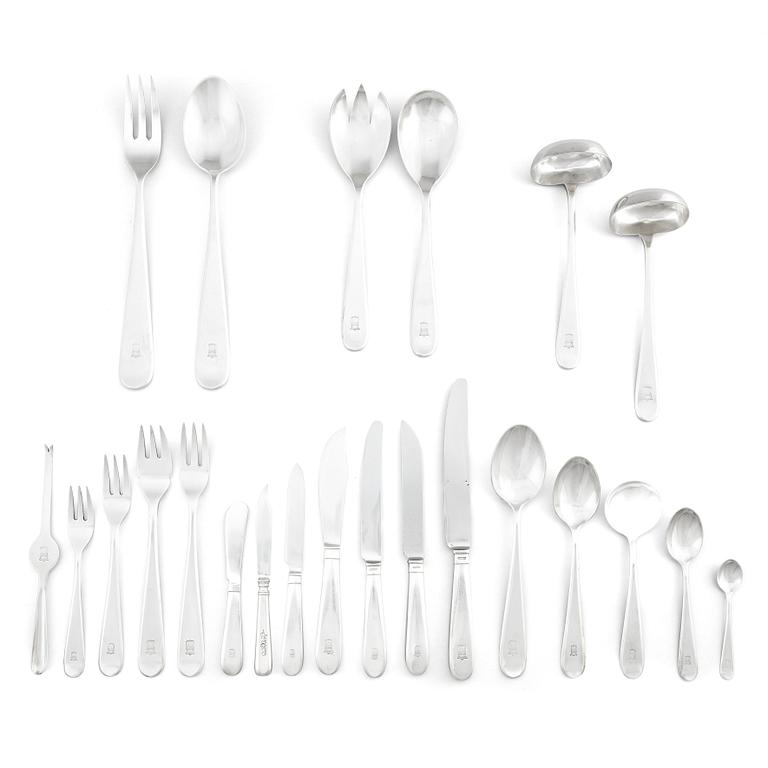 An Atelier Borgila 135 pieces set of silver flatware, Stockholm 1944.