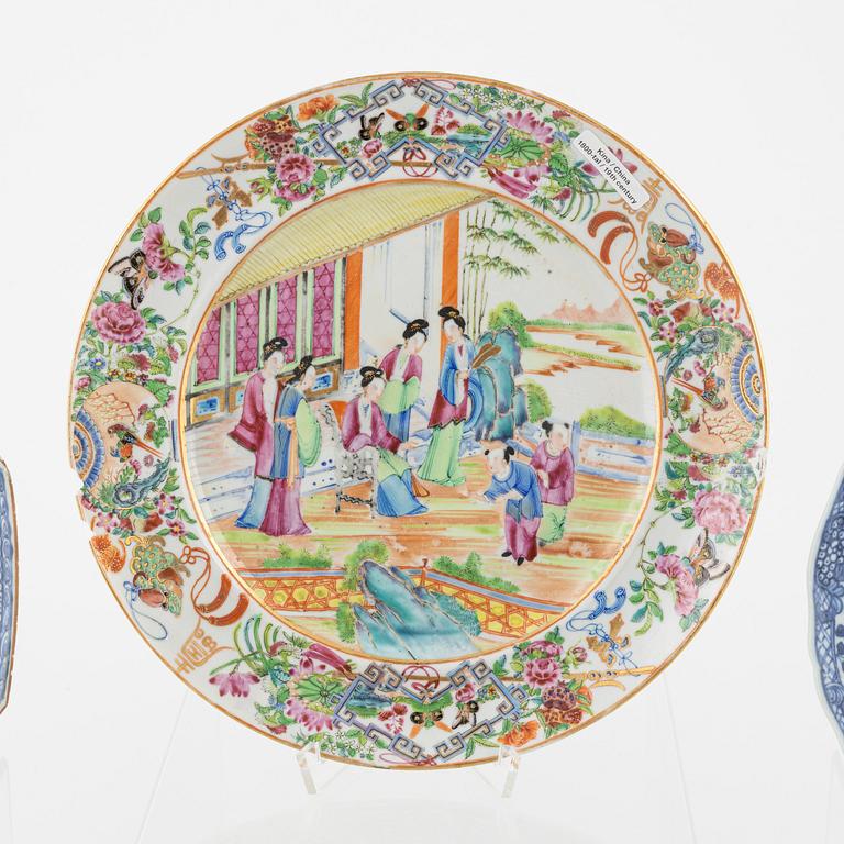 Tallrikar, 6 st, porslin, Kina, Qingdynastin, 1700/1800-tal.