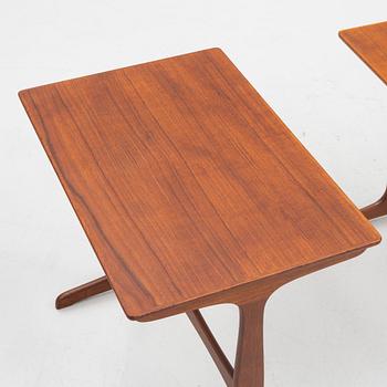 Ole Wanscher, a three-piece nesting table, A.J. Iwersen, Copenhagen, Denmark, mid 20th century.