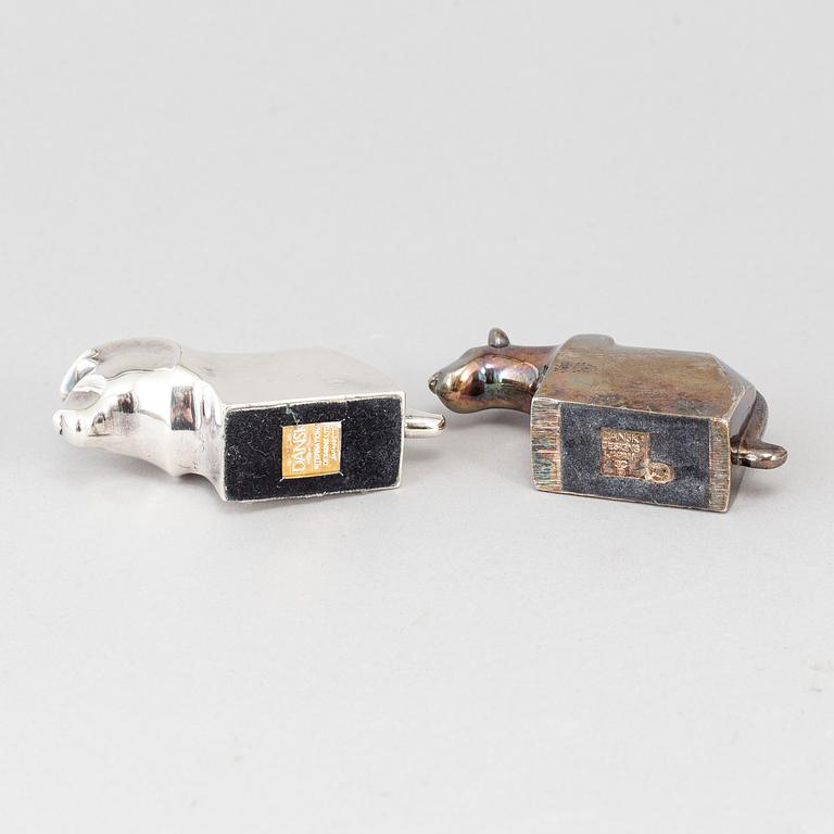 Two electro plated zinc figurines from Dansk Designs, Japan.