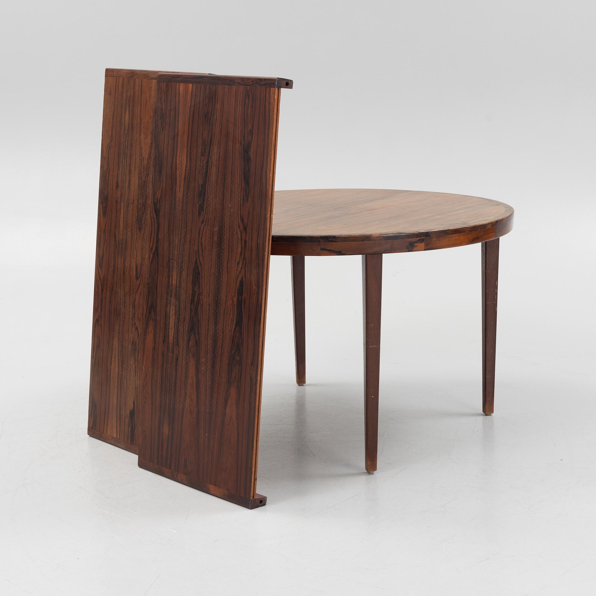 Poul Hundevad, dining set, table and a set of three chairs, Denmark, 1960s.