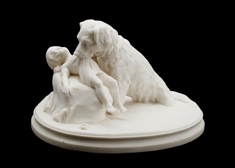 FIGUR, parian, "Lifräddaren", Gustafsberg, sekelskiftet 1900.