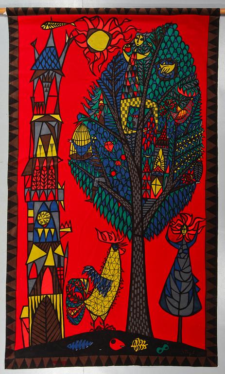 VÄGGBONAD, sammet, "Livets Träd", Stig Lindberg, omkring 1900-talets mitt.