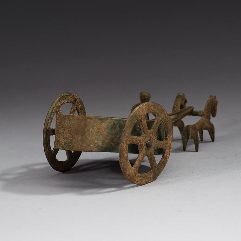 A bronze carriage pulled by horses, presumably Scythian, about 700 B.C. - 200 A.D.