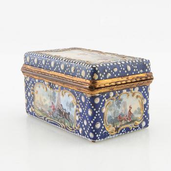 Enamel box Louis XV style, probably France, late 19th century.