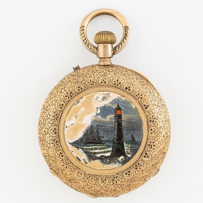 Pocket watch, 14K gold, 37,5 mm.