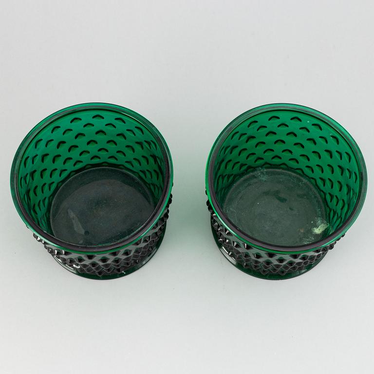Josef Frank, two green glass flower pots, "Hortus", Svenskt Tenn, Sweden.