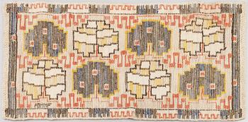 Märta Måås-Fjetterström, 'Grodblad blå', tapestry on linen foundation, c. 75 x 38 cm, signed AB MMF.