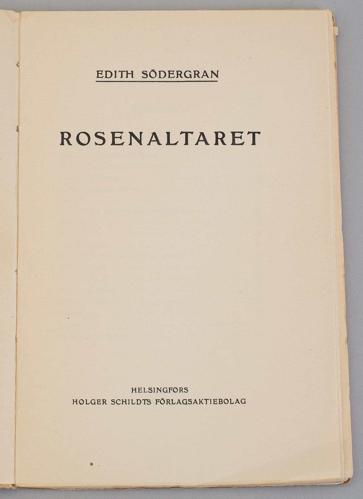 BOK, Fyra originalupplagor av Edith Södergran, Dikter.