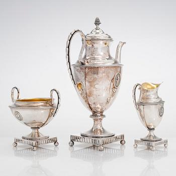 Iisakki Saha, kaffeservis, 3 delar, silver, Björneborg 1903.