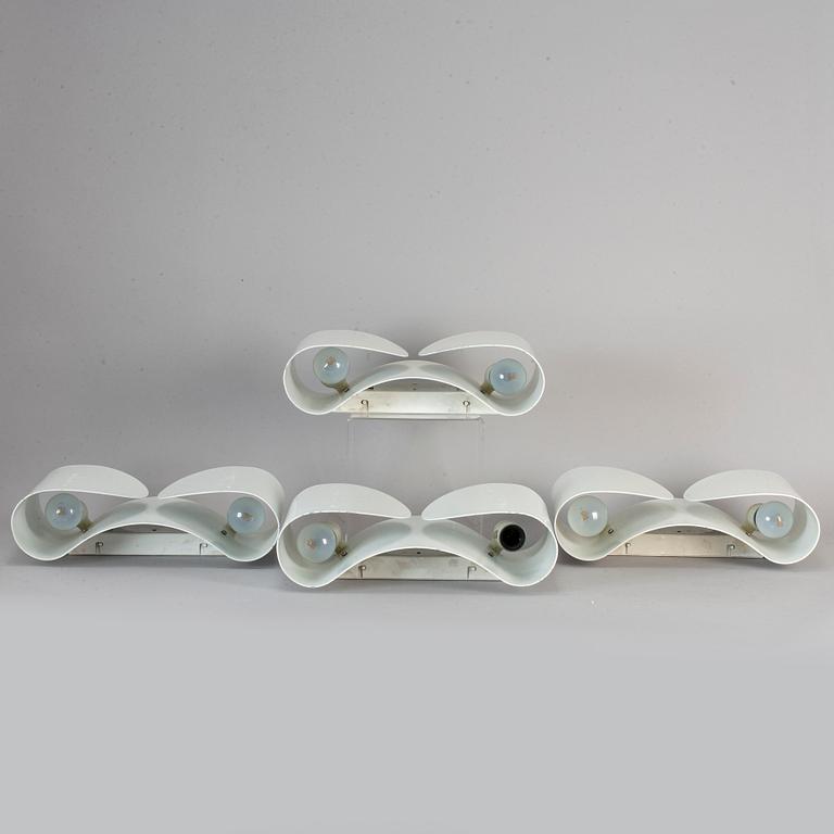 TOBIA SCARPA, four "Foglio" wall lights, Flos, Italy.