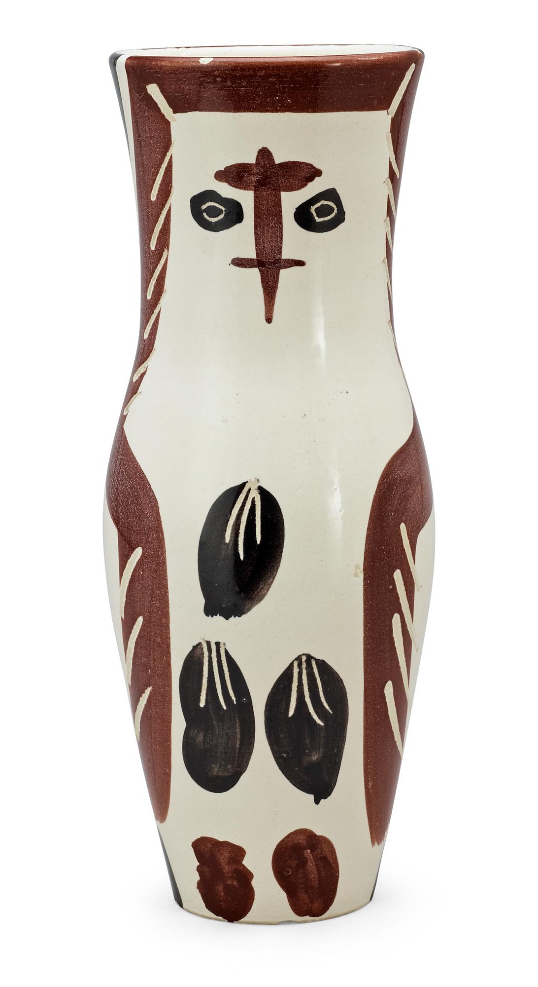 A Pablo Picasso 'Chouetton' faience vase, Madoura, Vallauris, France 1952.