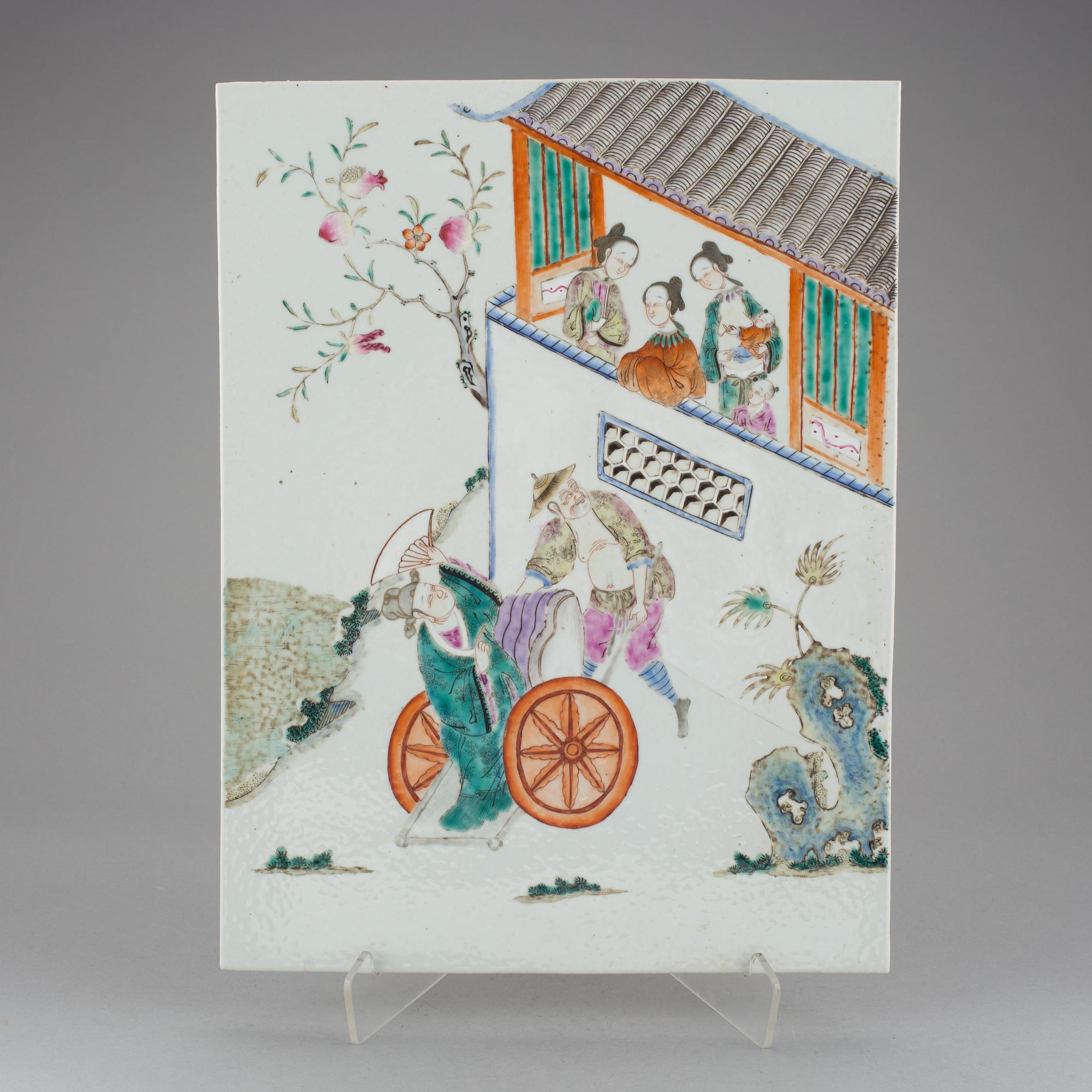 VÄGGPLAKETT, porslin, Kina, 1800-tal.