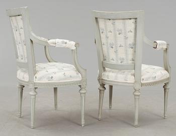 STOLAR, 6 st, samt KARMSTOLAR, 2 st, gustaviansk stil, Sylvén, 1900-talets andra hälft.