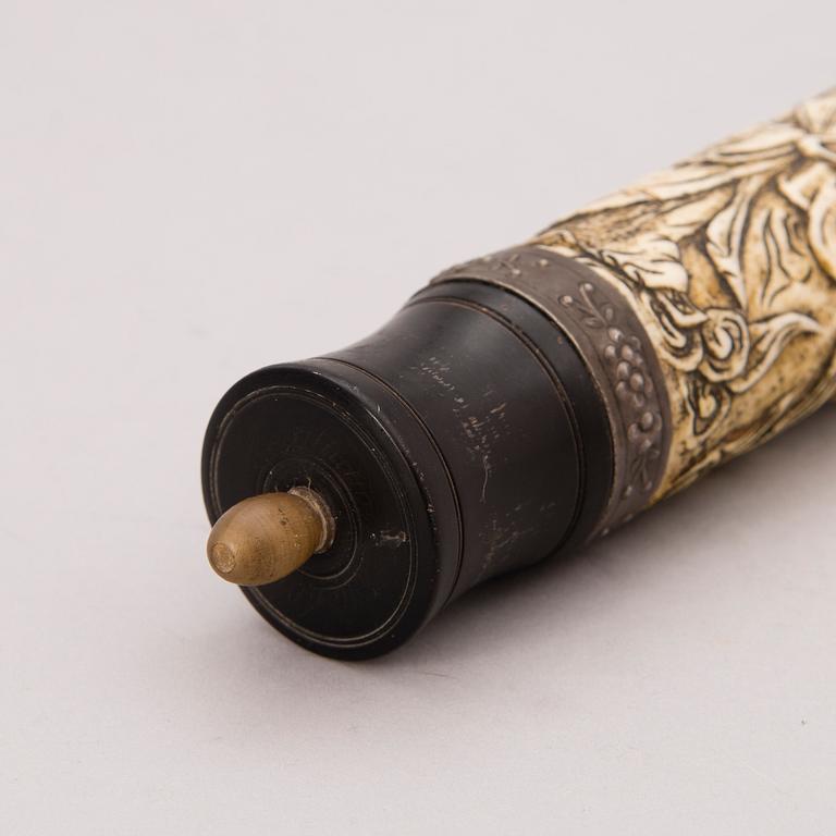 A bone, metal and wood opium pipe, probably China, circa 1900.