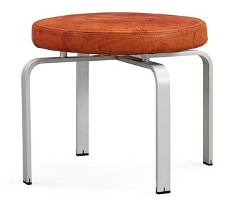 84. A Jørgen Høj brown leather and aluminium stool, Denmark 1960's-70's.