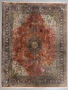 A carpet, Old oriental silk, ca 350 x 275 cm.