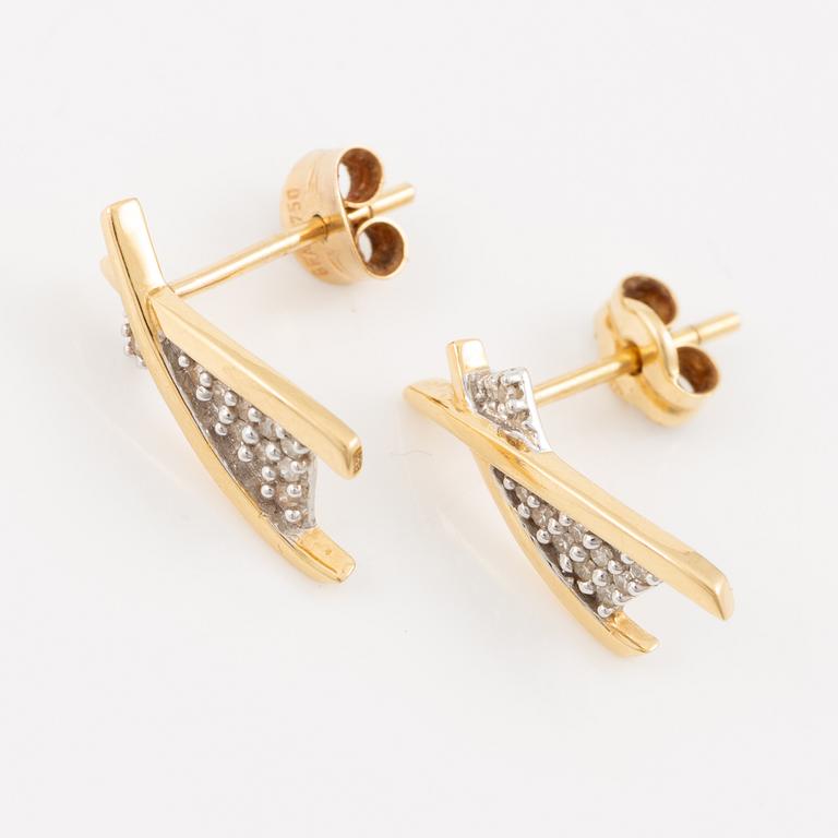 Earrings, 18K gold with small diamonds.