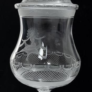 Simon Gate, goblet with lid, "Aurora", Orrefors, 250th anniversary, 1976.