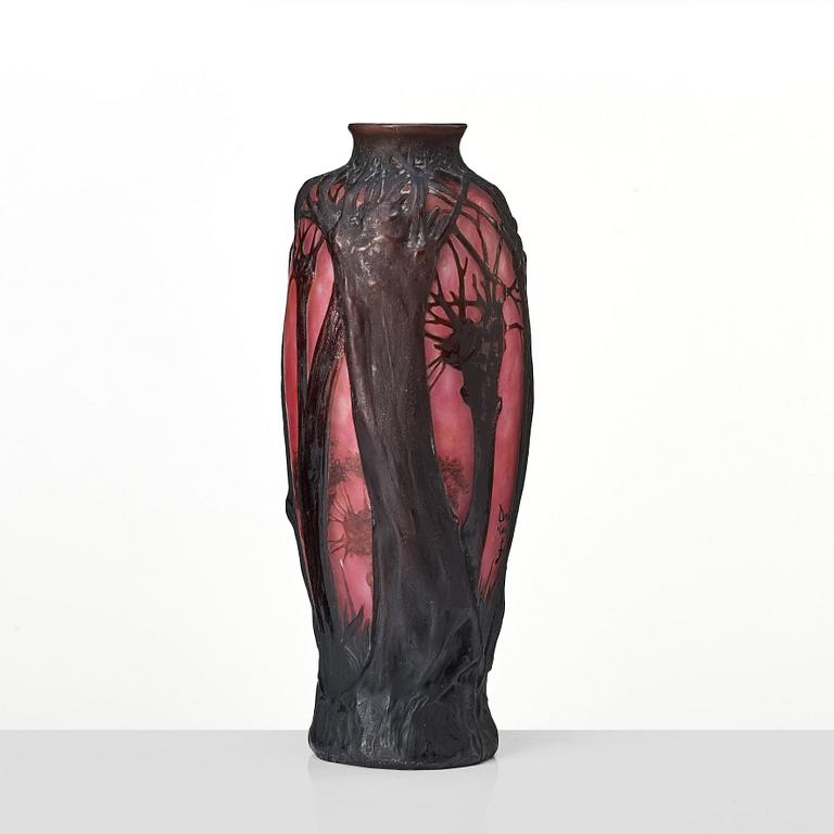 Daum, an Art Nouveau soufflé/ mould blown glass vase, Nancy, France.