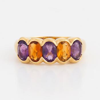 RING with amethyst and citrine.