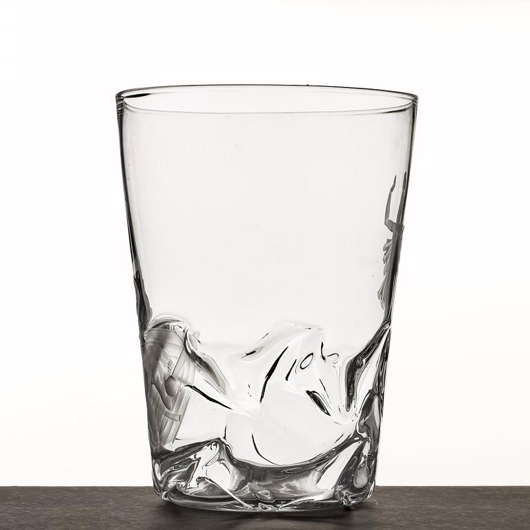 Vicke Lindstrand, vas, "Kristus stillar stormen", Orrefors 1935, modell 1385, gravör Arthur Diessner.