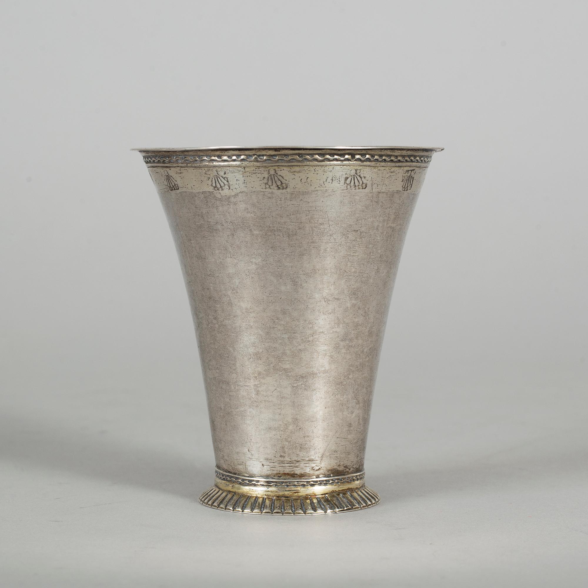 ARVID FLOBERG, bägare, silver, Stockholm otydl årtalsstämpel omkring 1780.