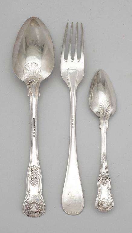 BESTICK, 18 delar, silver, bl.a. Kjellberg, Västerås, 1873. Vikt 629 gram.