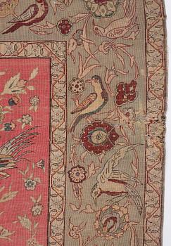 A rug, antique, silk with metal brocade, Istanbul, so called 'Koum Kapi', Ottoman empire,  ca 181,5 x 127,5 cm.