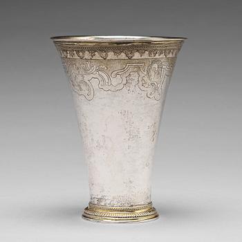 203. A Swedish 18th century parcel-gilt silver beaker, mark of Gustaf Henning, Stockholm 1752.