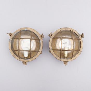 VÄGGLAMPOR, 2 st, skeppslampor, 1900-talets första hälft.