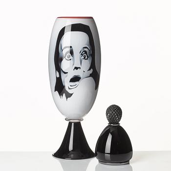 AKTAS Artglass, pokal med lock, "Goblet No 7", graal, Peter Hermansson och Micke Johansson, 2010, unik.