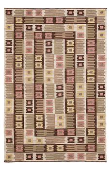 879. CARPET. "Nyponblomman". Flat weave. 300 x 202 cm. Signed AB MMF.