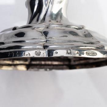 A pair of Swedish silver candlesticks, marks of Lorenz Swan, Nyköping 1759.
