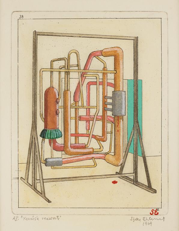 Sten Eklund, akvarellerad etsning, 1969, signerad AP.
