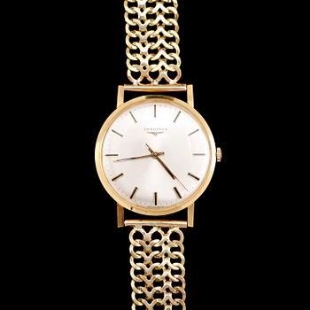 ARMBANDSUR, 18 k guld, Longines, 1970. Total vikt med armband 51 g.