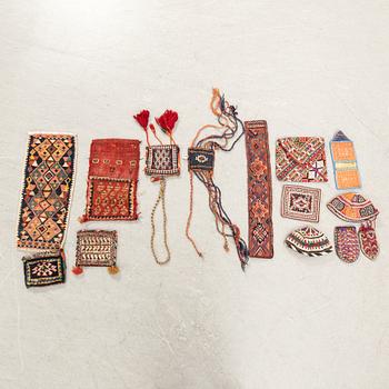 Caps, bags etc. 14 dlrs Kashgai and other old antiques.