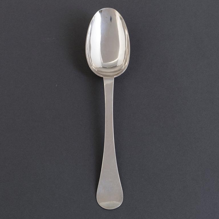 A Swedish 18th century silver rat-tale spoon, mark of Ferdinand Sehl, Stockholm th 1735.