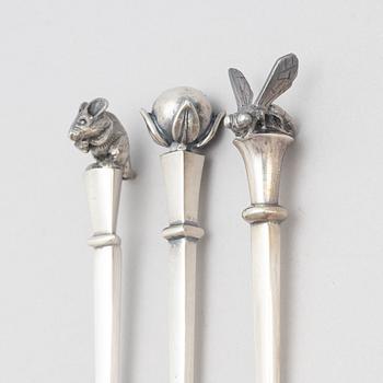 Set of three sterling silver spoons, designed by Barbro Littmarck, W.A. Bolin, Stockholm 1988-2004.