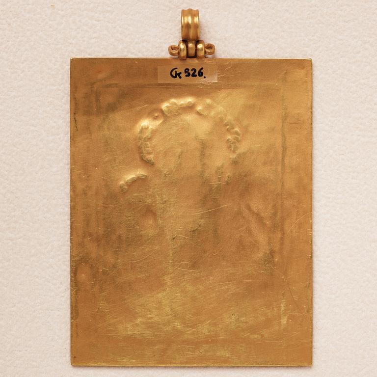 Plaque, guld och cloisonnéemalj, Bysantinsk stil, sentida.