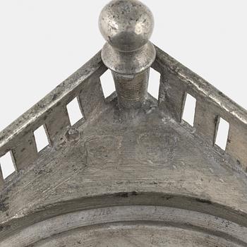 A matched pair of pewter candle sticks, 19th Century.
