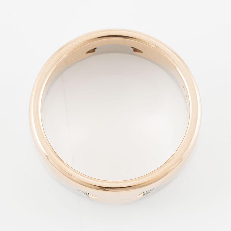 Georg Jensen "Fusion"  två ringar 18K vitguld och roséguld, med runda briljantslipade diamanter.