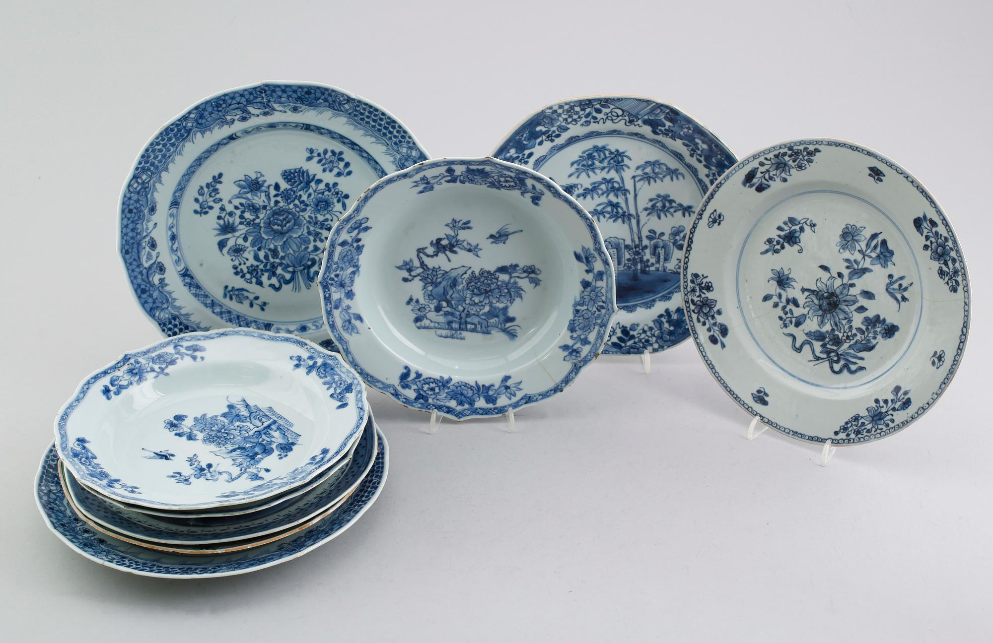 TALLRIKAR, 9 st, porslin, Kina, 1700-/1800-tal.