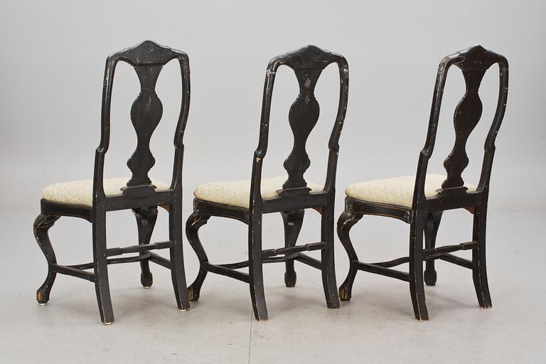 STOLAR, 3 st, senbarockstil, 1800-talets första hälft.