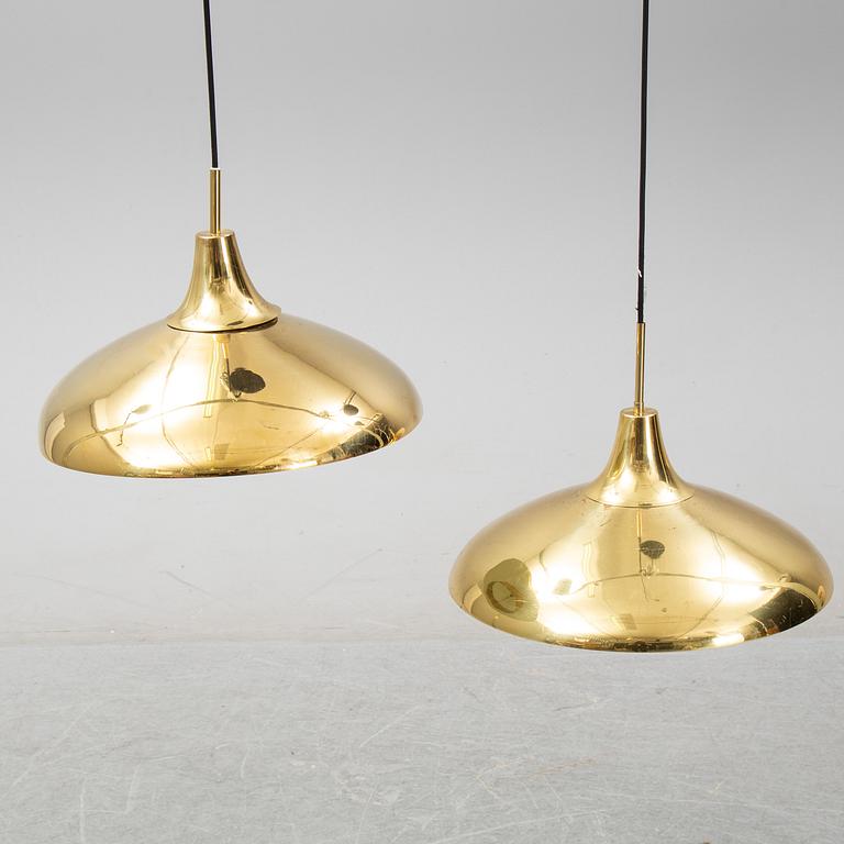 A pair of brass ceiling lamps from Boréns, Borås, second half of the 20th century.