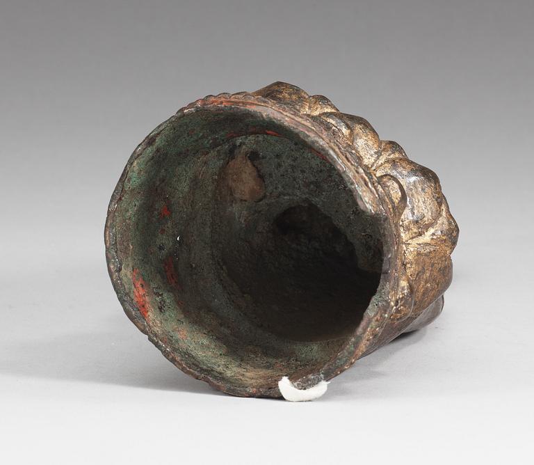 A bronze Buddha with traces of gilding, Ming dynasty, 16th century.