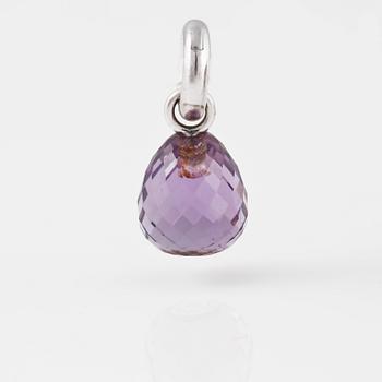 BERLOCK, 18K vitguld med briljantslipad diamant och fasettslipad ametist, "Sweet drops", Ole Lynggaard. Vikt 4,0 gram.