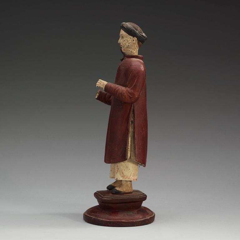 SKULPTUR, trä. Qing dynastin, 1700-tal.