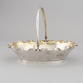 A Russian early 20th century parcel-gilt silver basket, unidentified makers mark, Moscow 1899-1908.